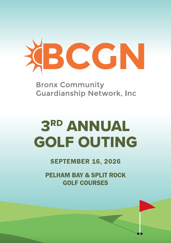 Flyer for BCGN’s 3rd Annual Golf Outing on September 16, 2026, featuring a logo, event details, and a colorful golf course illustration.